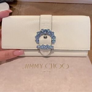 Jimmy Choo Cheri Blue white crystal clutch